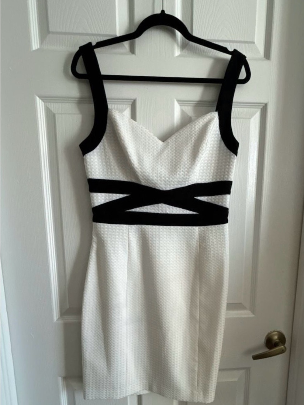 Speechless White Mini Dress with Black Trim